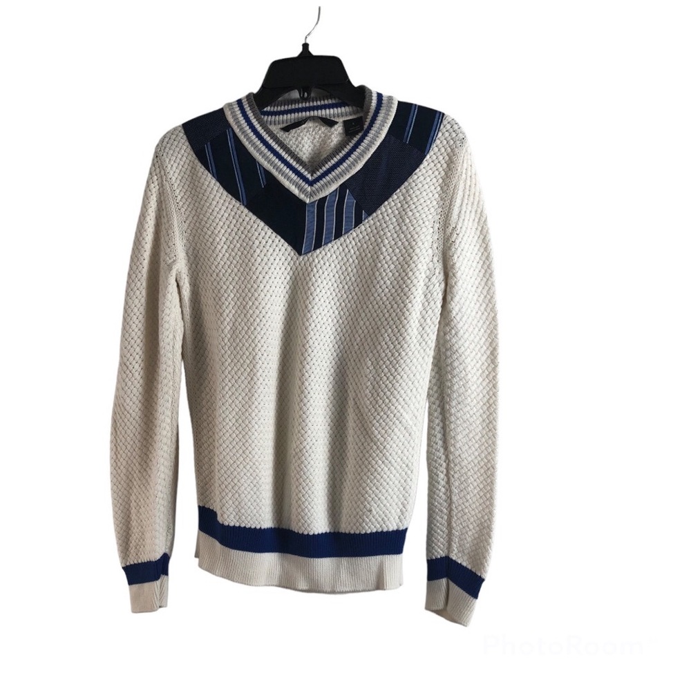 Sean Johns Size 6 Patchwork Golf Tennis Sweater V necklace Knit
